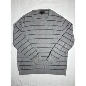 Banana Republic Striped 100% Cotton Slub Knit Crew Neck Sweater Men Size XL Gray